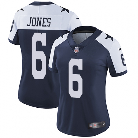 Women's Nike Dallas Cowboys 6 Chris Jones Navy Blue Throwback Alternate Vapor Untouchable Limited Player NFL Jersey