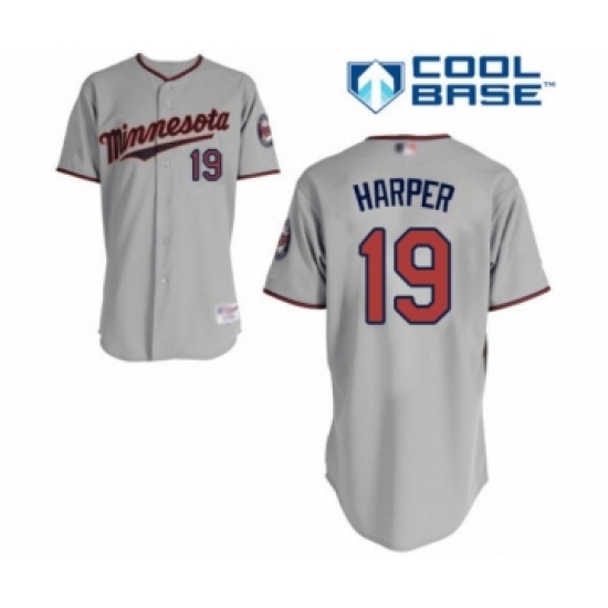 Women's Minnesota Twins 19 Ryne Harper Authentic Grey Road Cool Base Baseball Player Jersey