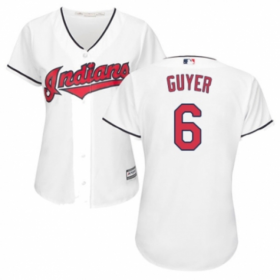 Women's Majestic Cleveland Indians 6 Brandon Guyer Replica White Home Cool Base MLB Jersey