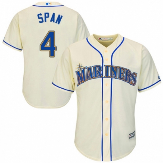 Youth Majestic Seattle Mariners 4 Denard Span Authentic Cream Alternate Cool Base MLB Jersey