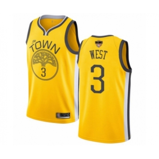 Women's Golden State Warriors 3 David West Yellow Swingman 2019 Basketball Finals Bound Jersey - Earned Edition