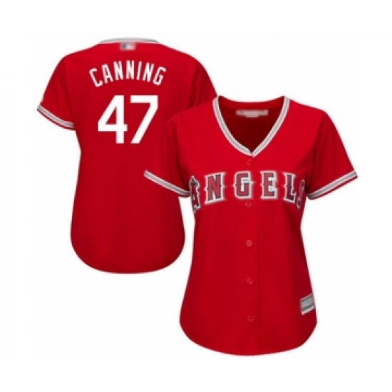 Women's Los Angeles Angels of Anaheim 47 Griffin Canning Authentic Red Alternate Cool Base Baseball Player Jersey