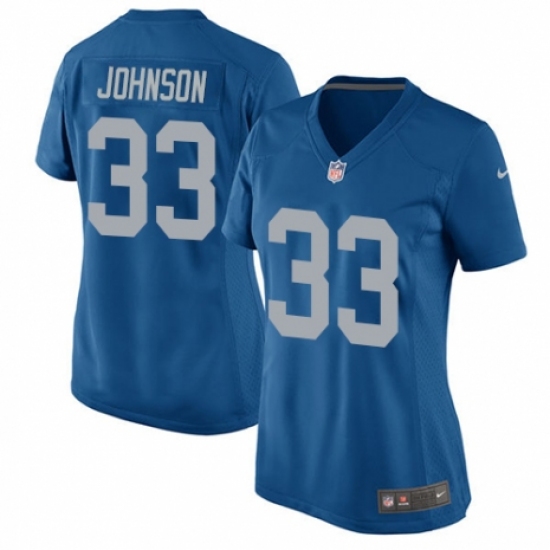 Women's Nike Detroit Lions 33 Kerryon Johnson Game Blue Alternate NFL Jersey