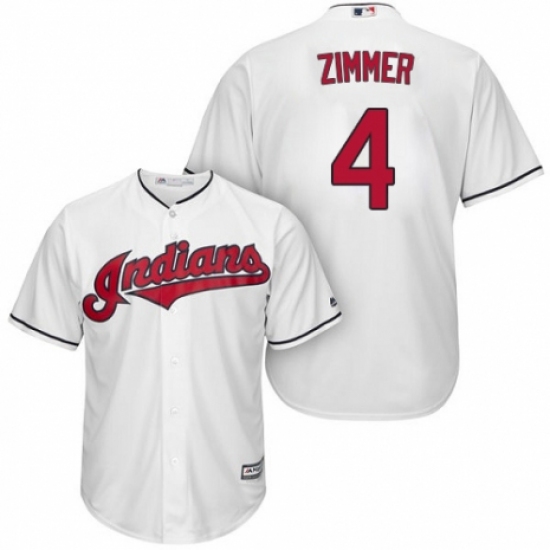 Men's Majestic Cleveland Indians 4 Bradley Zimmer Replica White Home Cool Base MLB Jersey