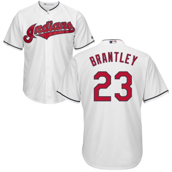 Youth Majestic Cleveland Indians 23 Michael Brantley Authentic White Home Cool Base MLB Jersey