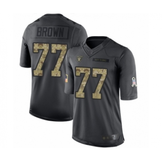 Youth Oakland Raiders 77 Trent Brown Limited Black 2016 Salute to Service Football Jersey