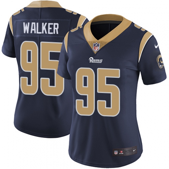 Women's Nike Los Angeles Rams 95 Tyrunn Walker Navy Blue Team Color Vapor Untouchable Limited Player NFL Jersey