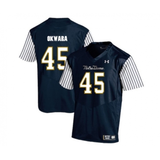 Notre Dame Fighting Irish 45 Romeo Okwara Navy College Football Jersey