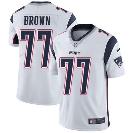 Men's Nike New England Patriots 77 Trent Brown White Vapor Untouchable Limited Player NFL Jersey