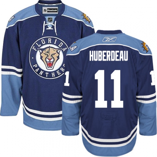 Men's Reebok Florida Panthers 11 Jonathan Huberdeau Premier Navy Blue Third NHL Jersey