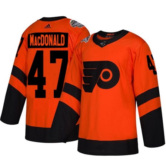 Men's Adidas Philadelphia Flyers 47 Andrew MacDonald Orange Authentic 2019 Stadium Series Stitched NHL Jersey