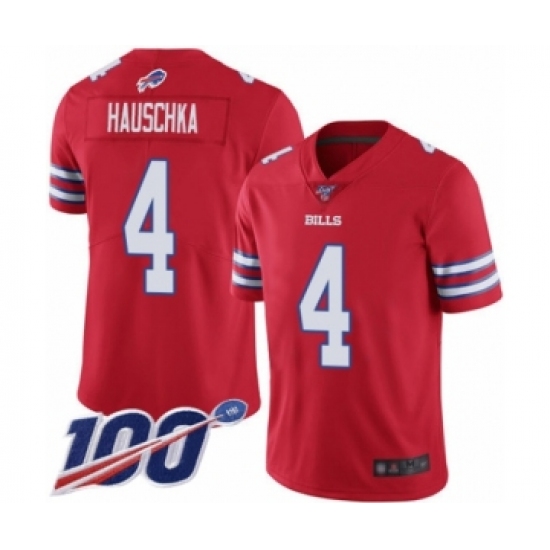 Men's Buffalo Bills 4 Stephen Hauschka Limited Red Rush Vapor Untouchable 100th Season Football Jersey