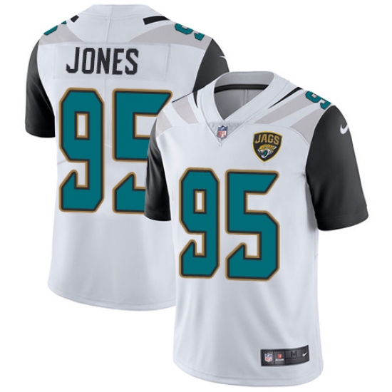 Men's Nike Jacksonville Jaguars 95 Abry Jones White Vapor Untouchable Limited Player NFL Jersey
