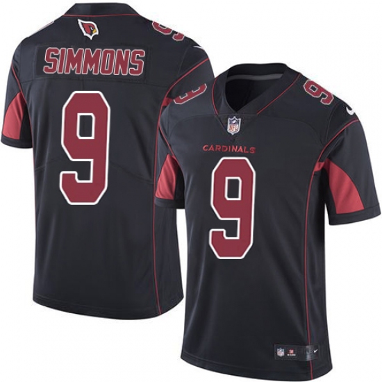 Men's Nike Arizona Cardinals 9 Isaiah Simmons Black Stitched NFL Limited Rush Jersey