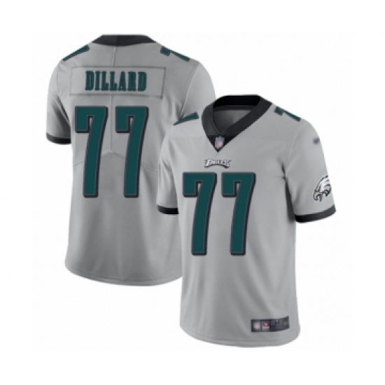 Men's Philadelphia Eagles 77 Andre Dillard Limited Silver Inverted Legend Football Jersey
