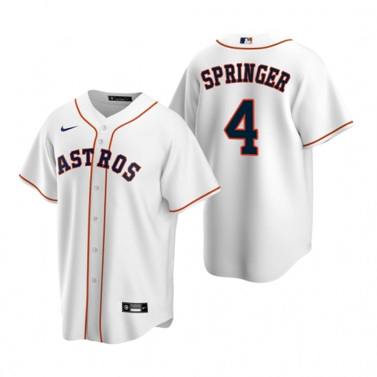 Men's Nike Houston Astros 4 George Springer White Home Stitched Baseball Jersey