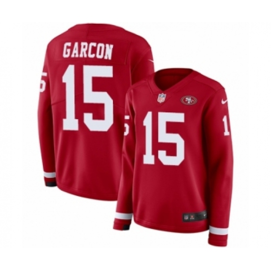 Women's Nike San Francisco 49ers 15 Pierre Garcon Limited Red Therma Long Sleeve NFL Jersey