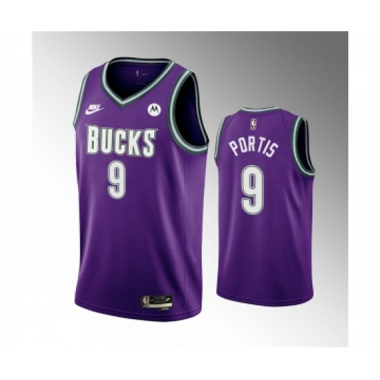 Men's Milwaukee Bucks 9 Bobby Portis 2022-23 Purple Classic Edition Swingman Stitched Basketball Jersey