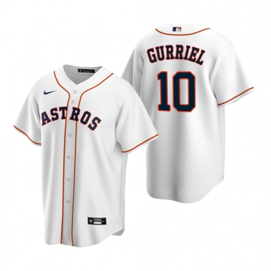 Men's Nike Houston Astros 10 Yuli Gurriel White Home Stitched Baseball Jersey