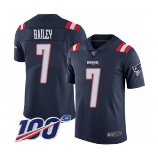 Youth New England Patriots 7 Jake Bailey Limited Navy Blue Rush Vapor Untouchable 100th Season Football Jersey