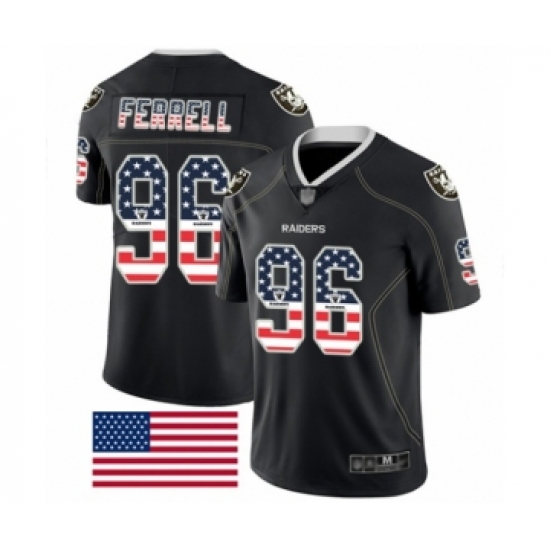 Men's Oakland Raiders 96 Clelin Ferrell Black USA Flag Fashion Limited Football Jersey