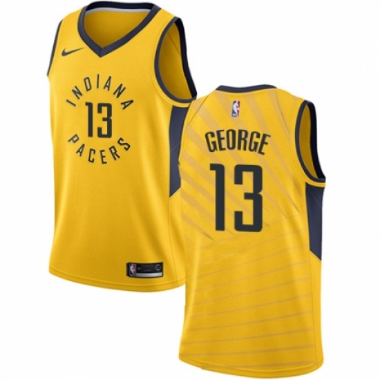 Women's Nike Indiana Pacers 13 Paul George Authentic Gold NBA Jersey Statement Edition