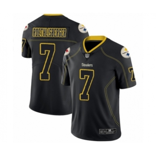 Men's Pittsburgh Steelers 7 Ben Roethlisberger Limited Lights Out Black Rush Football Jersey