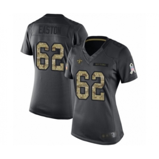 Women's New Orleans Saints 62 Nick Easton Limited Black 2016 Salute to Service Football Jersey