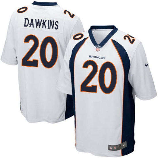 Men's Nike Denver Broncos 20 Brian Dawkins Game White NFL Jersey