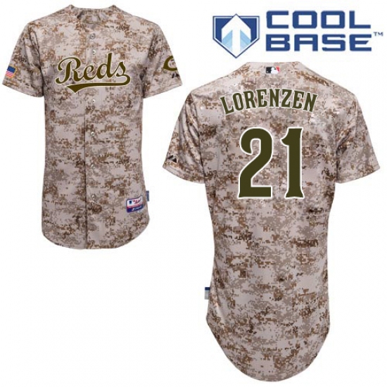 Men's Majestic Cincinnati Reds 21 Michael Lorenzen Replica Camo Alternate Cool Base MLB Jersey