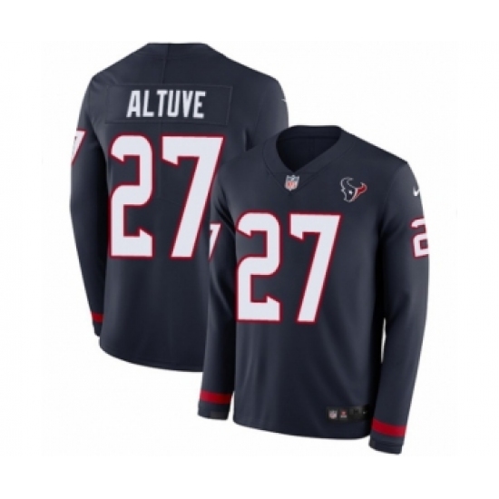 Youth Nike Houston Texans 27 Jose Altuve Limited Navy Blue Therma Long Sleeve NFL Jersey
