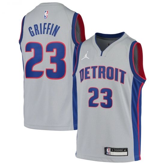 Youth Detroit Pistons 23 Blake Griffin Jordan Brand Gray 2020-21 Swingman Jersey