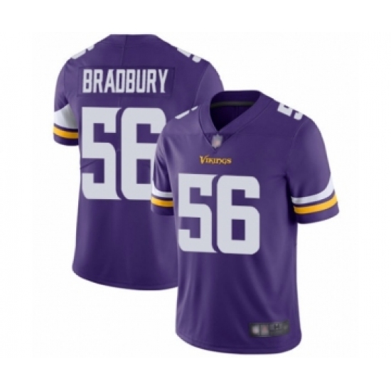 Youth Minnesota Vikings 56 Garrett Bradbury Purple Team Color Vapor Untouchable Limited Player Football Jersey