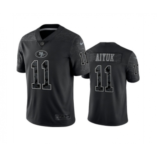 Men's San Francisco 49ers 11 Brandon Aiyuk Black Reflective Limited Stitched Football Jersey