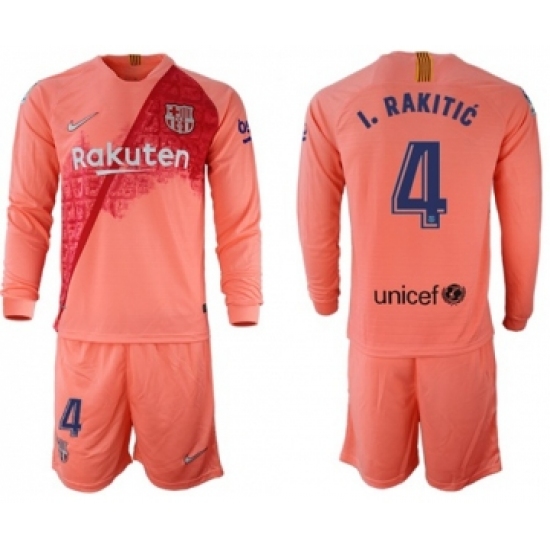 Barcelona 4 I.Rakitic Third Long Sleeves Soccer Club Jersey