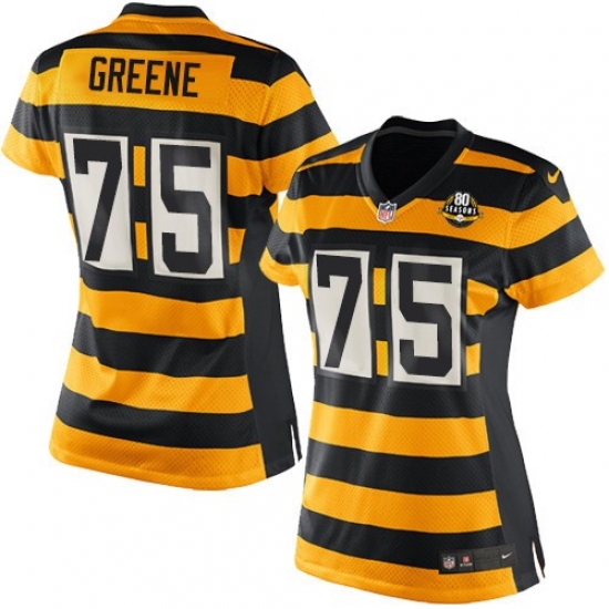 Women's Nike Pittsburgh Steelers 75 Joe Greene Elite Yellow/Black Alternate 80TH Anniversary Throwback NFL Jersey