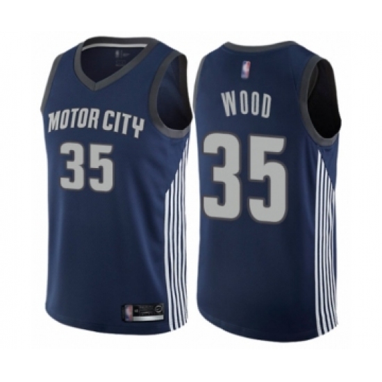 Men's Detroit Pistons 35 Christian Wood Authentic Navy Blue Basketball Jersey - City Edition