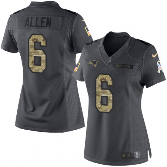 Women's Nike New England Patriots 6 Ryan Allen Limited Black 2016 Salute to Service NFL Jersey