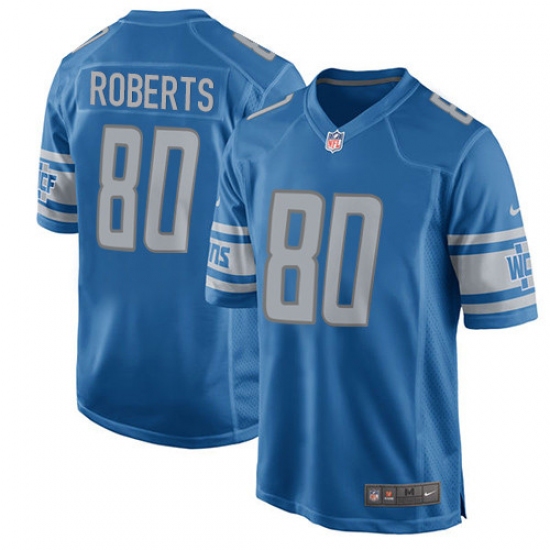 Men's Nike Detroit Lions 80 Michael Roberts Game Light Blue Team Color NFL Jersey