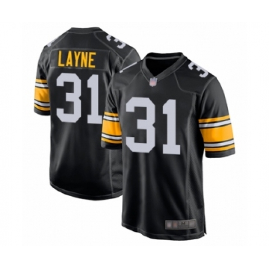 Men's Pittsburgh Steelers 31 Justin Layne Game Black Alternate Football Jersey