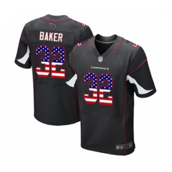 Men's Arizona Cardinals 32 Budda Baker Elite Black Alternate USA Flag Fashion Football Jersey