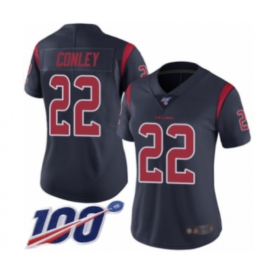 Women's Houston Texans 22 Gareon Conley Limited Navy Blue Rush Vapor Untouchable 100th Season Football Jersey