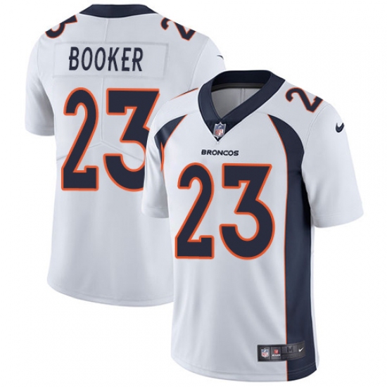 Men's Nike Denver Broncos 23 Devontae Booker White Vapor Untouchable Limited Player NFL Jersey