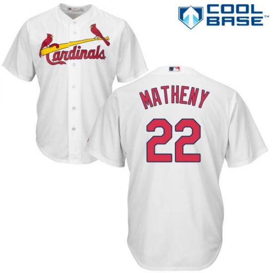 Youth Majestic St. Louis Cardinals 22 Mike Matheny Replica White Home Cool Base MLB Jersey