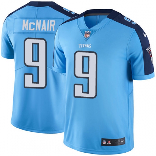 Men's Nike Tennessee Titans 9 Steve McNair Light Blue Team Color Vapor Untouchable Limited Player NFL Jersey