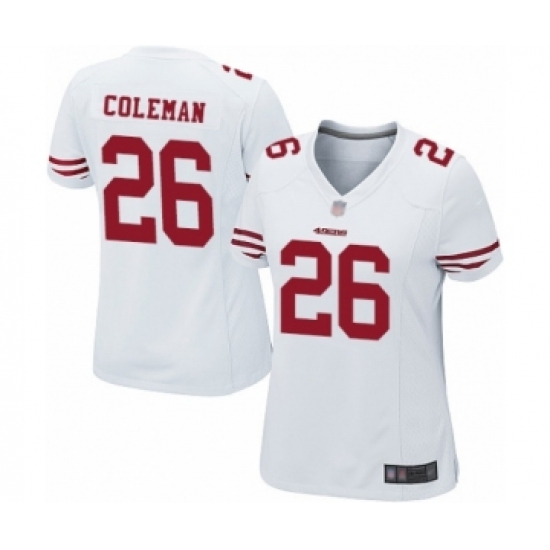 Women's San Francisco 49ers 26 Tevin Coleman Game White Football Jersey