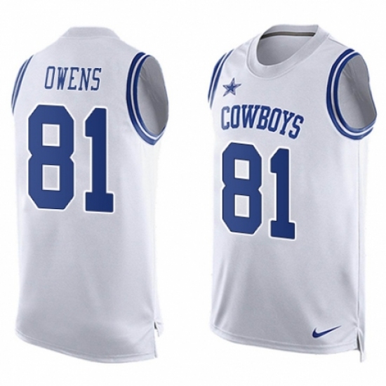 Men's Nike Dallas Cowboys 81 Terrell Owens Limited White Player Name & Number Tank Top NFL Jersey