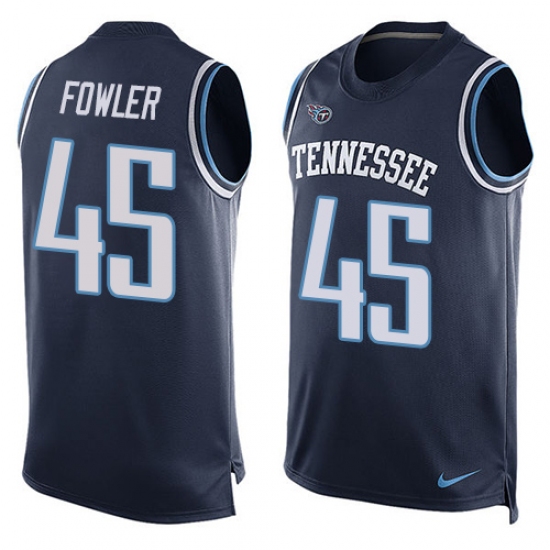Men's Nike Tennessee Titans 45 Jalston Fowler Limited Navy Blue Player Name & Number Tank Top NFL Jersey