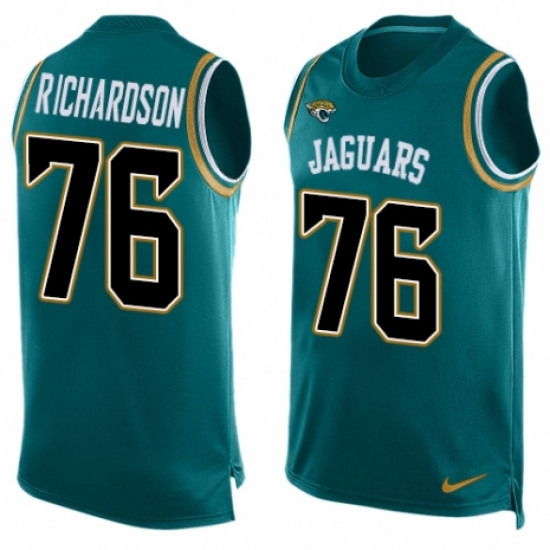 Men's Nike Jacksonville Jaguars 76 Will Richardson Limited Teal Green Player Name & Number Tank Top NFL Jersey