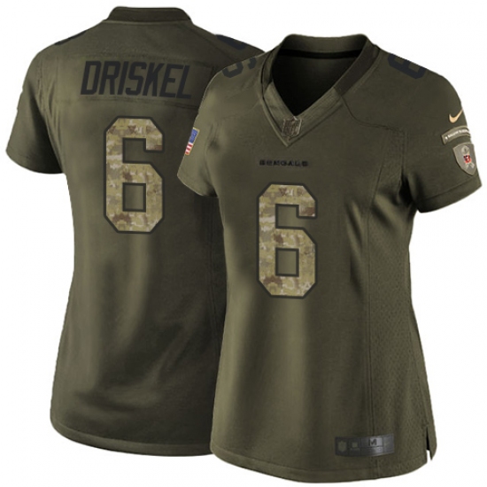 Women's Nike Cincinnati Bengals 6 Jeff Driskel Elite Green Salute to Service NFL Jersey